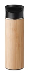 Custom Printed Stainless Steel Double Wall Bamboo Flask 450ml variant 2