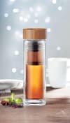 Custom Printed Bamboo Double Wall Glass Water Bottle 400ml variant 4