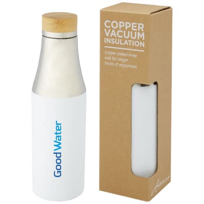 Custom Printed Hulan 540 ml copper vacuum insulated stainless steel bottle with bamboo lid