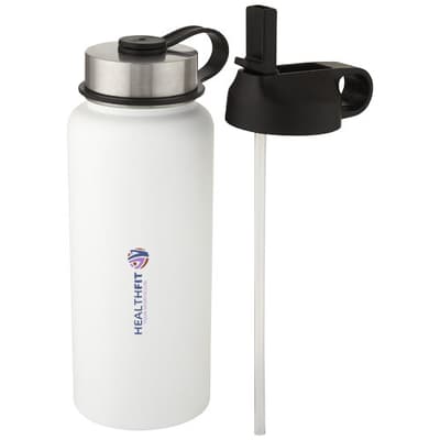 Custom Printed Supra 1 L copper vacuum insulated sport bottle with 2 lids