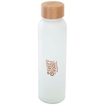 Custom Printed Lume 500 ml matte soda lime glass bottle with bamboo lid