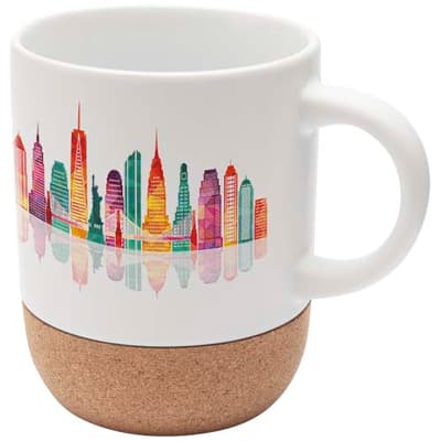 Custom Printed Billie 300 ml ceramic sublimation mug with cork details