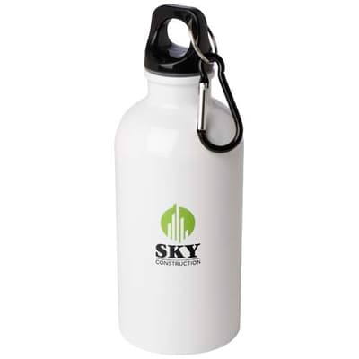 Custom Printed Oregon 400 ml RCS certified single wall stainless steel water bottle with carabiner