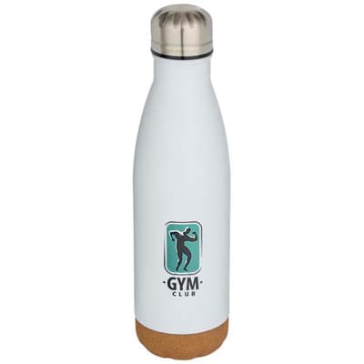 Custom Printed Cove 500 ml double wall vacuum insulated stainless steel water bottle with cork details