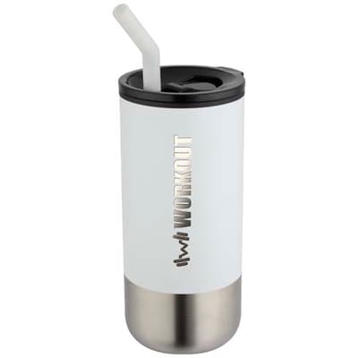 Custom Printed Grayson 480 ml RCS recycled insulated tumbler with straw