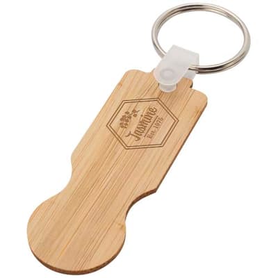 Custom Branded Ronan bamboo trolley keychain