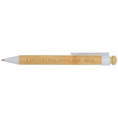Promotional Rattan bamboo and recycled plastic ballpoint pen (black ink)