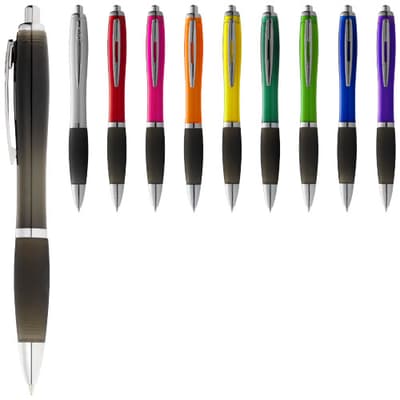 Promotional Nash ballpoint pen coloured barrel and black grip (black ink)