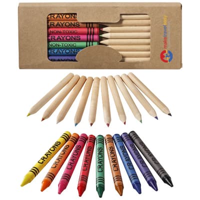 Promotional Lucky 19-piece coloured pencil and crayon set
