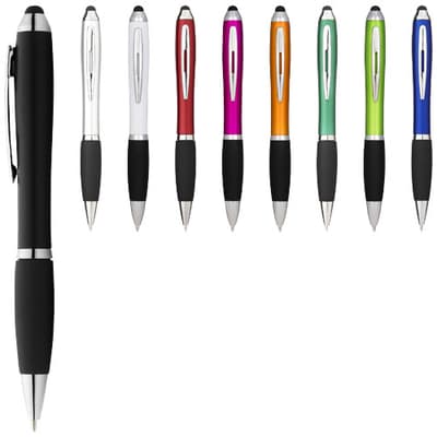 Promotional Nash coloured stylus ballpoint pen with black grip (blue ink)