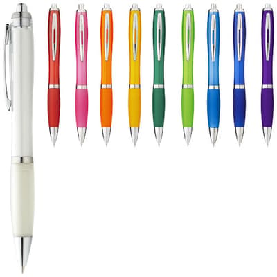 Promotional Nash ballpoint pen coloured barrel and grip (blue ink)