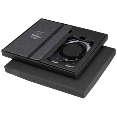 Promotional Kern A6 hard cover notebook and MagSafe wallet gift set 