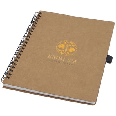 Promotional Cobble A5 wire-o recycled cardboard notebook with stone paper