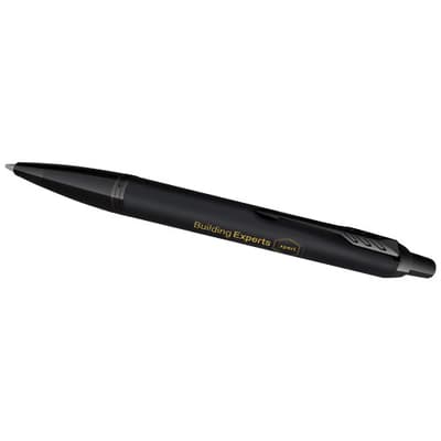 Promotional Parker IM achromatic ballpoint and rollerball pen set with gift box (black/blue ink)