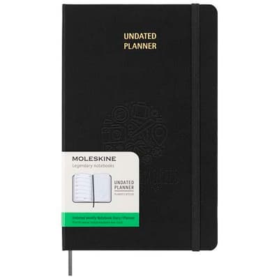 Promotional Moleskine hard cover undated L weekly planner