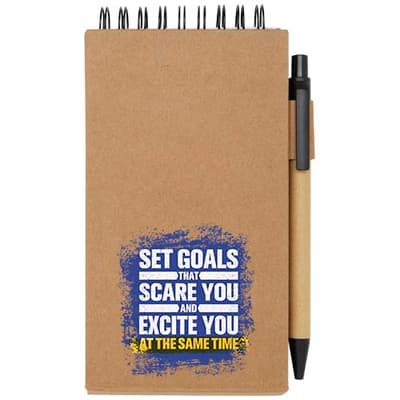 Promotional Flipper sticky notepad with ballpoint pen (black ink)