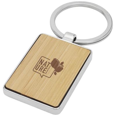 Promotional Neta bamboo rectangular keychain