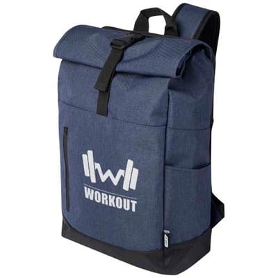 Custom Branded Libra 15.6" GRS recycled roll-up laptop backpack 12L