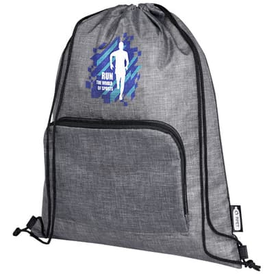 Custom Branded Ash recycled foldable drawstring bag 7L