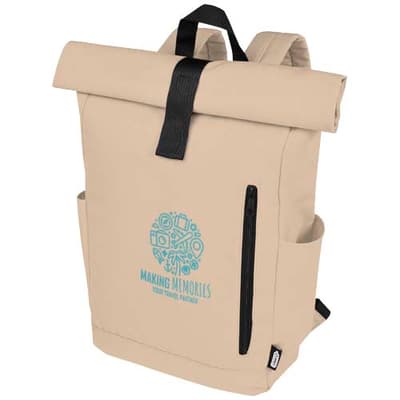 Custom Branded Byron 15.6" GRS RPET roll-top backpack 18L
