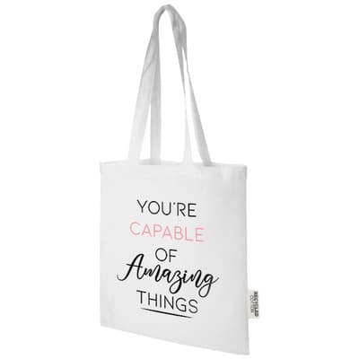 Custom Branded Madras 140 g/m2 GRS recycled cotton tote bag 7L