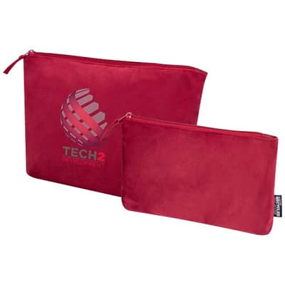 Custom Branded Swift GRS recycled velvet toiletry bag set
