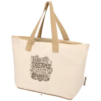 Custom Branded Sierra 140 g/m² GRS recycled foldable cotton tote bag 12L