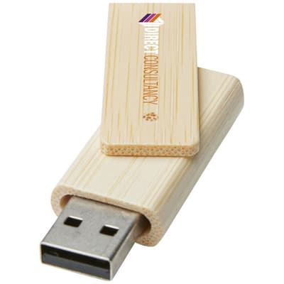 Branded Rotate 16GB bamboo USB flash drive