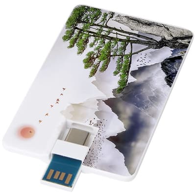 Branded Duo slim 32GB USB drive with Type-C and USB-A 3.0