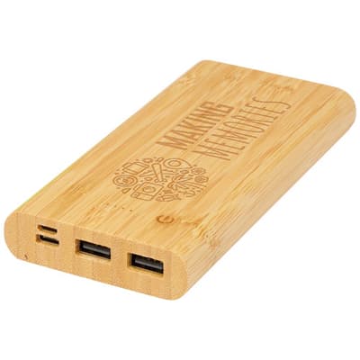 Branded Tulda 10.000 mAh bamboo power bank
