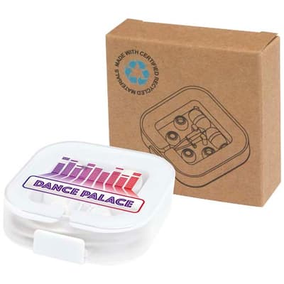 Branded Baekdu wired Type-C earbuds with recycled plastic storage box