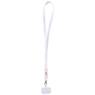 Custom Branded Franz recycled plastic smartphone lanyard with built-in data sync and 65W fast charge 5-in-1 cable