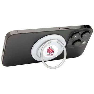 Branded Albali recycled plastic magnetic phone holder with ring stand