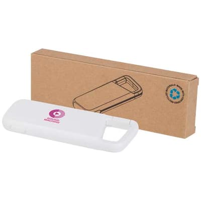 Branded Alkes 5000 mAh 12W recycled plastic water resistant power bank with carabiner
