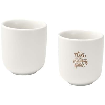 Custom Printed Male 90 ml ceramic espresso cups with matt finish - set of 2