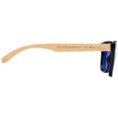 Custom Printed Tan sunglasses with bamboo temples