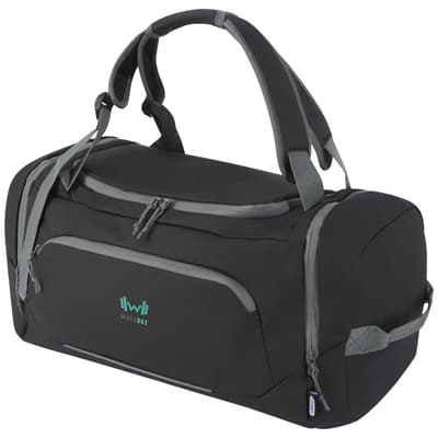 Custom Branded Aqua GRS recycled water resistant duffel backpack 35L