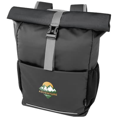 Custom Branded Aqua 15" GRS recycled water resistant roll-top bike bag 20L