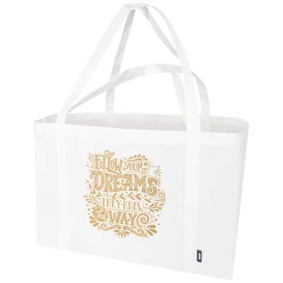 Custom Branded Jumbo GRS recycled non-woven extra large tote bag 65L