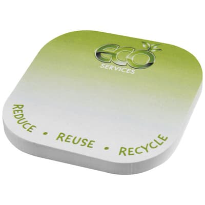 Promotional Sticky-Mate® square-shaped recycled sticky notes with rounded corners