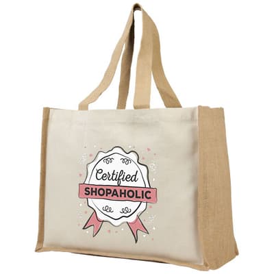 Custom Branded Varai 320 g/m² canvas and jute shopping tote bag 23L