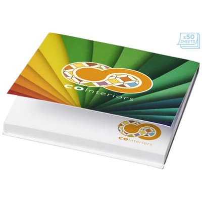 Promotional Sticky-Mate® soft cover squared sticky notes 75x75mm