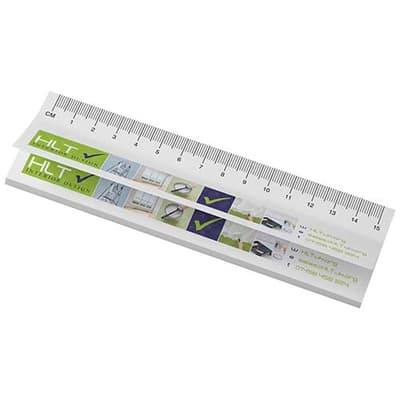 Promotional Sticky-Mate® recycled sticky notes with printed 15 cm ruler