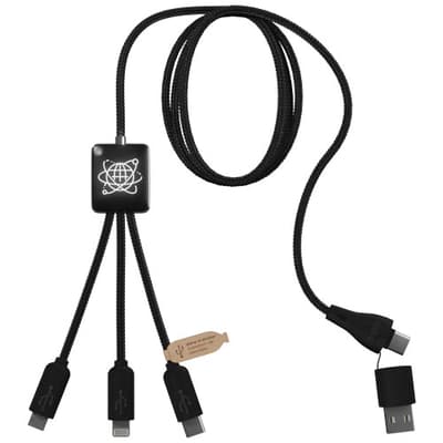 Branded SCX.design C45 5-in-1 rPET charging cable with data transfer