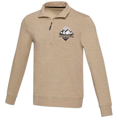 Branded Tin 280 g/m² unisex Aware™ recycled quarter zip sweater 