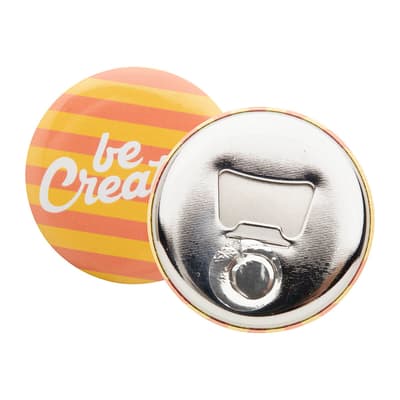 Pin button bottle opener