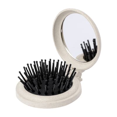Mirror with hairbrush