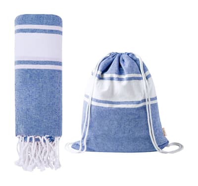 Beach towel and drawstring bag