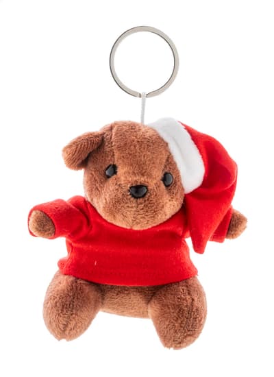 Plush Christmas teddy bear keyring