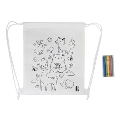 RPET colouring drawstring bag, animals